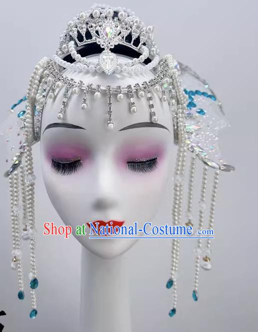 Modern Dance Mermaid Dance Headdress New Heavy Industry Beaded Tassel Forehead Chain Exotic Dance Headdress