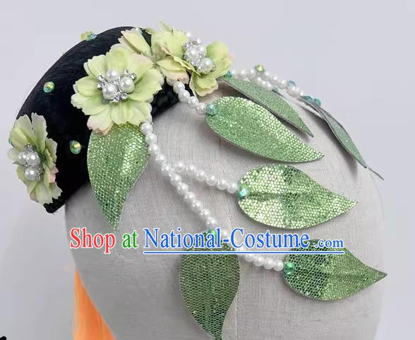 Chinese Classical Dance Fangchun Xing Wig Hair Bag Headdress Handmade Beaded Tassel Art Test Dance Headdress