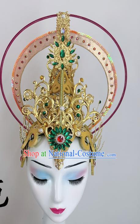 Chinese Classical Dance Dunhuang Flying Aperture Model Our Lady Halo Dance Headdress Wig Tang Style Performance Headwear