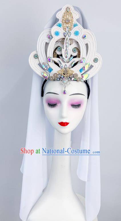 Chinese Classical Dance Headdress Ancient Costume Guanyin Bodhisattva Headdress Performance Film And Television Drama Guanyin Bodhisattva Costume Props Hair Bun