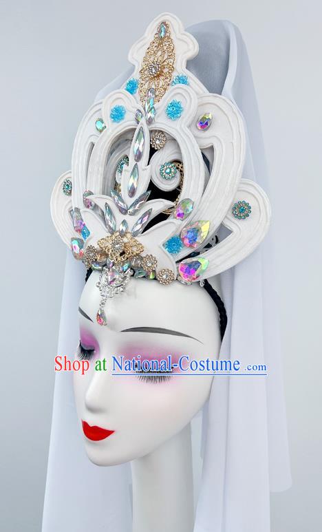 Chinese Classical Dance Headdress Ancient Costume Guanyin Bodhisattva Headdress Performance Film And Television Drama Guanyin Bodhisattva Costume Props Hair Bun