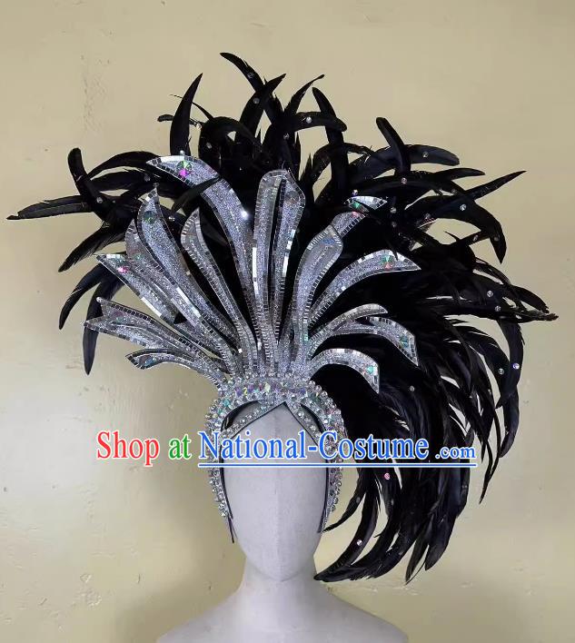 Opening Dance Performance Black Feather Headdress Team Samba Carnival Halloween