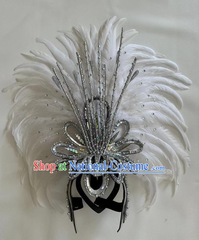 Opening Dance Performance White Feather Headdress Dance Team Samba Carnival Halloween