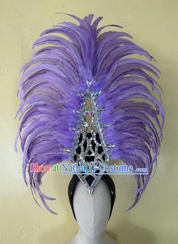 Violet Opening Dance Performance Feather Headdress Team Samba Mardi Gras Halloween