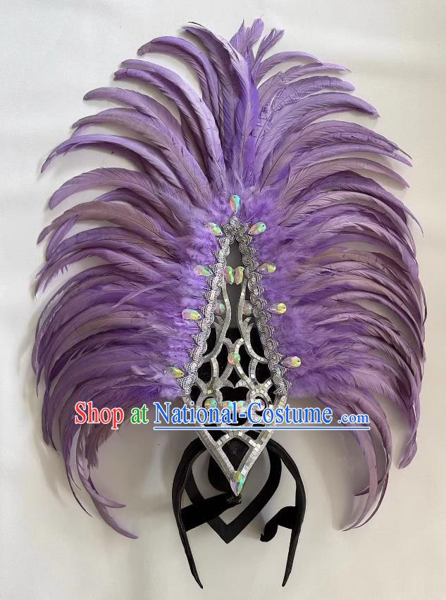 Violet Opening Dance Performance Feather Headdress Team Samba Mardi Gras Halloween