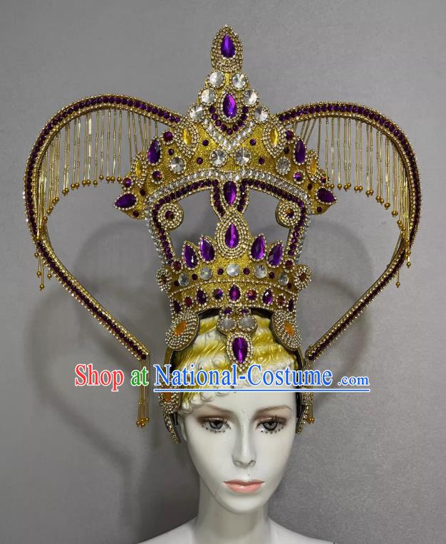 Chinese Dai Nationality Thailand Opening Dance Performance Feather Headdress Dance Team Samba Costume Carnival Halloween