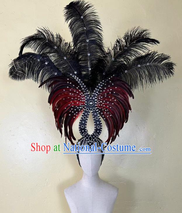 Opening Dance Performance Red And Black Feather Headdress Dance Team Samba Carnival Halloween