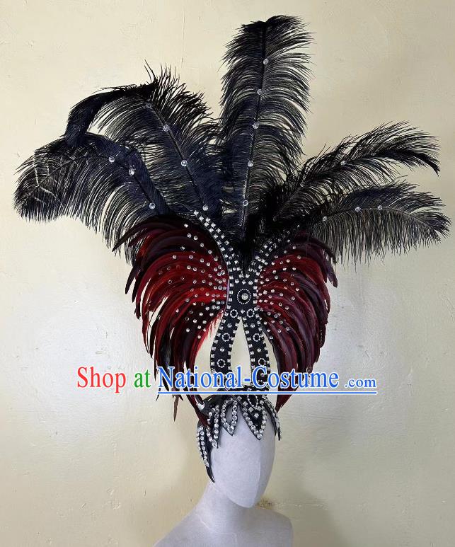 Opening Dance Performance Red And Black Feather Headdress Dance Team Samba Carnival Halloween