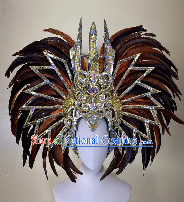 Brown Opening Dance Performance Feather Headdress Team Samba Mardi Gras Halloween