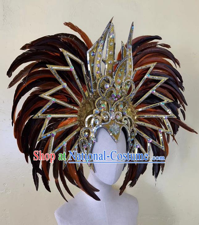 Brown Opening Dance Performance Feather Headdress Team Samba Mardi Gras Halloween