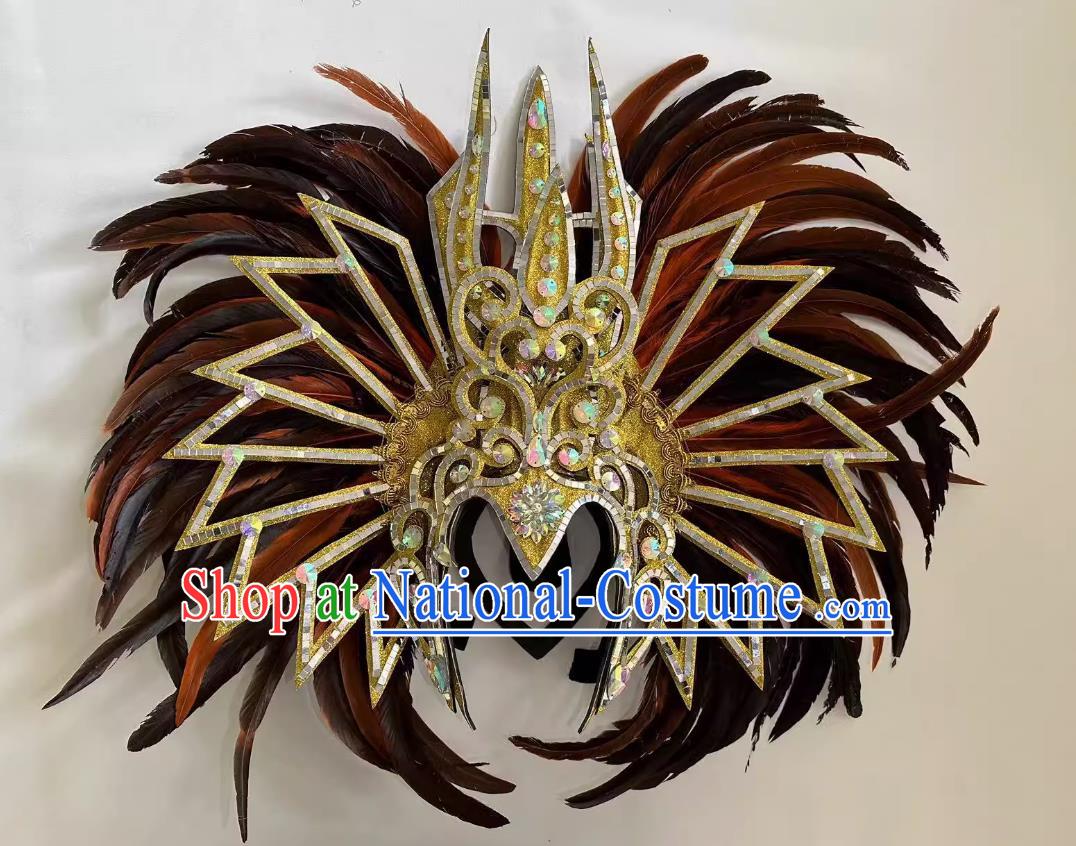 Brown Opening Dance Performance Feather Headdress Team Samba Mardi Gras Halloween