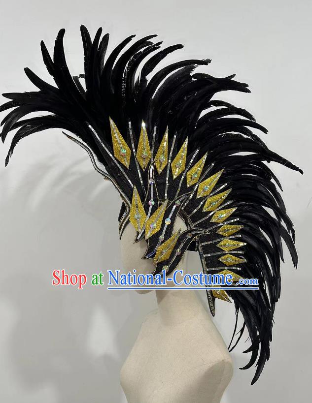 Black Feather Opening Dance Show Feather Headdress Dance Team Samba Costumes Carnival Halloween