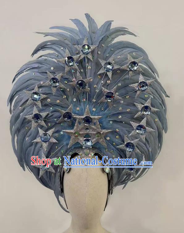 Blue Star Opening Dance Performance Show Feather Headdress Dance Team Samba Costumes Carnival Halloween