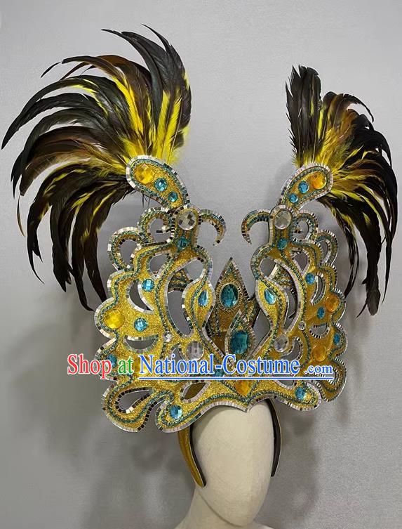 Gold Luxurious Opening Dance Performance Feather Headdress Dance Team Samba Costumes Carnival Halloween