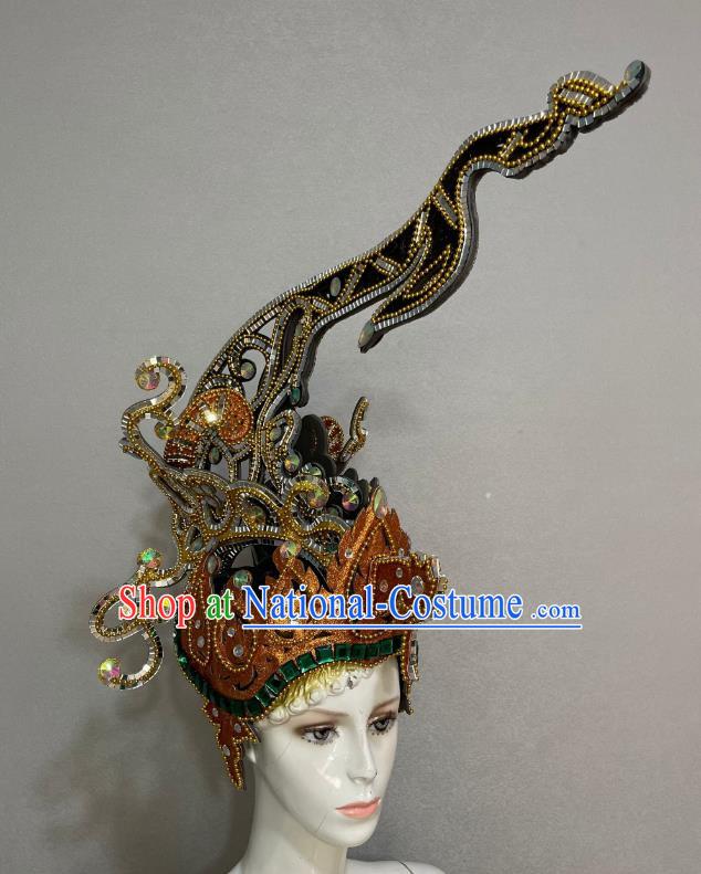 Extravagant Headdress Opening Dance Show Feather Headdress Dance Team Samba Costumes Carnival Halloween