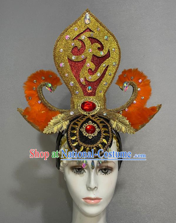 Chinese Spring Festival Gala Opening Dance Performance Feather Headdress Dance Team Samba Costume Carnival Halloween