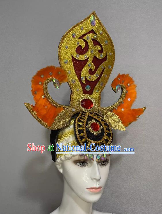 Chinese Spring Festival Gala Opening Dance Performance Feather Headdress Dance Team Samba Costume Carnival Halloween