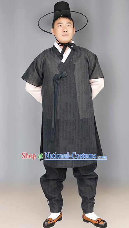 Men Groom Hanbok Black Long Host Speech Dress