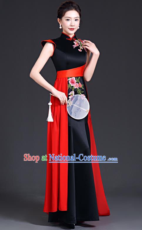 Top Evening Dress Temperament Stage Host Costume Chinese Style Improved Fishtail Long Cheongsam Dress