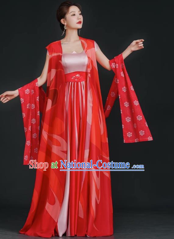 China Style Stage Catwalk Show Costumes Long Trailing Cheongsam Team Dress Art Examination Clothes