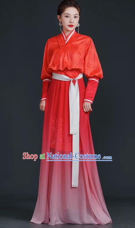 China Style Stage Catwalk Show Costumes Long Trailing Cheongsam Team Dress Art Examination Clothes