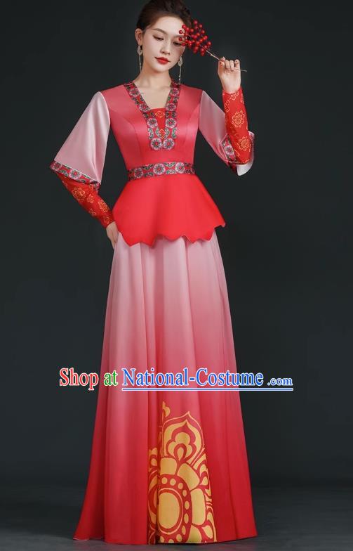 China Style Stage Catwalk Show Costumes Long Trailing Cheongsam Team Dress Art Examination Clothes