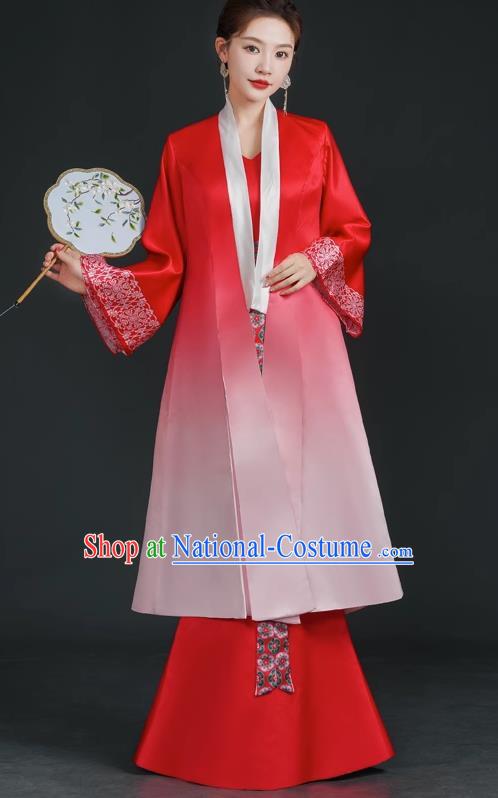 China Style Stage Catwalk Show Costumes Long Trailing Cheongsam Team Dress Art Examination Clothes