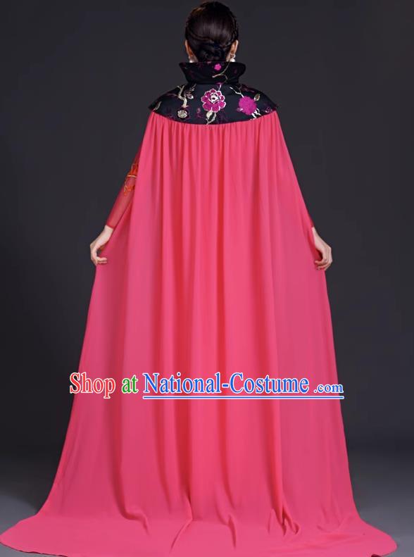 Chinese Wind Choir Performance Costume Long Skirt Chinese Wind Elegant Classical Folk Music Guzheng Playing Dress Cloak