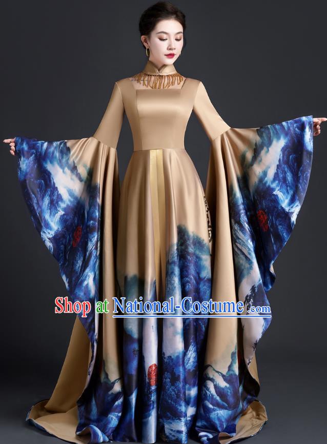 Exaggerated Big Sleeve Model Catwalk Costume Top Atmospheric Guzheng Performance Art Test Vocal Music Performance Host Dress Female