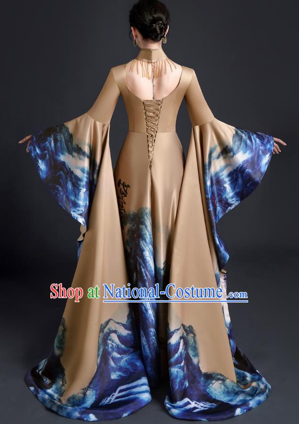 Exaggerated Big Sleeve Model Catwalk Costume Top Atmospheric Guzheng Performance Art Test Vocal Music Performance Host Dress Female