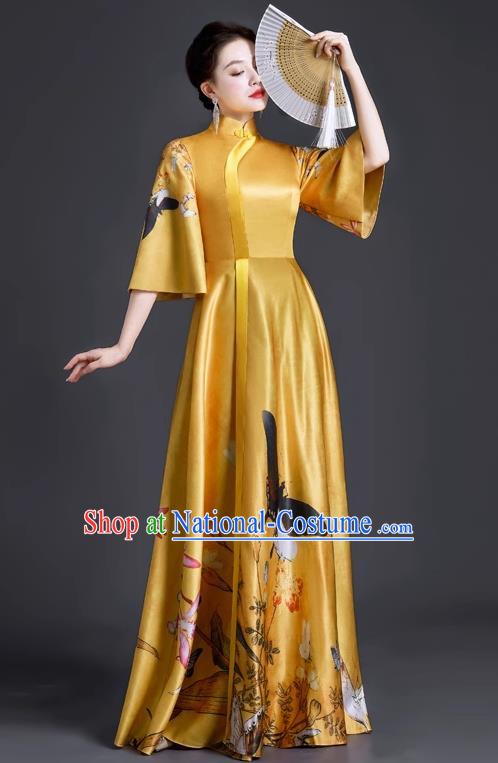 Chinese Style Top Banquet Evening Dress Long Section Annual Meeting Model Catwalk Show Costume Dress