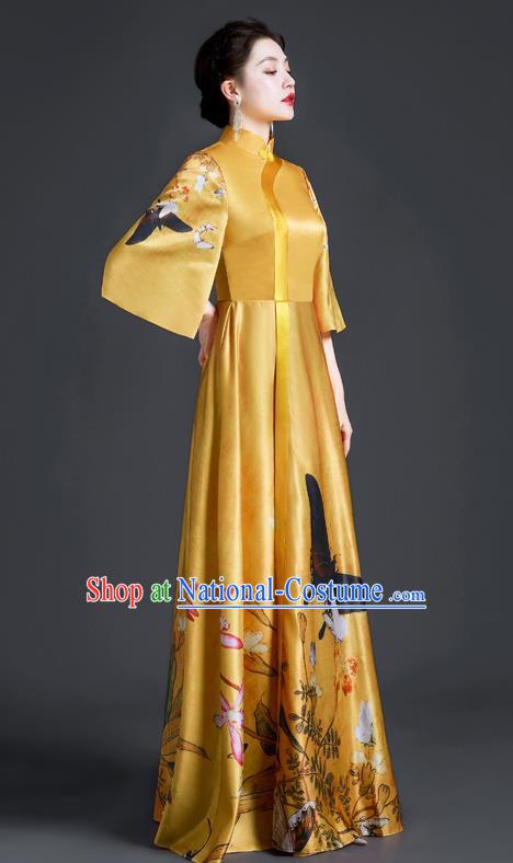 Chinese Style Top Banquet Evening Dress Long Section Annual Meeting Model Catwalk Show Costume Dress