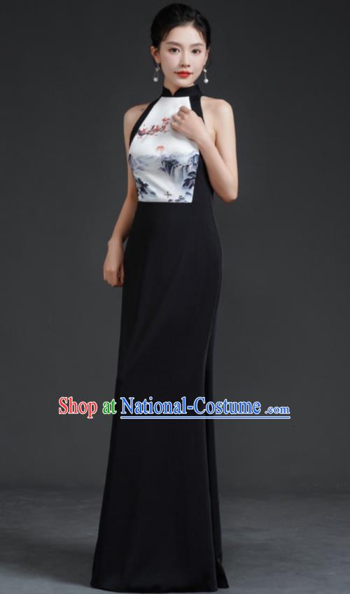 Chinese Style Banquet Evening Dress Sexy Shoulders Young Improved Catwalk Cheongsam Long Party Party Dress