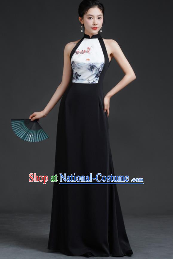 Chinese Style Banquet Evening Dress Sexy Shoulders Young Improved Catwalk Cheongsam Long Party Party Dress