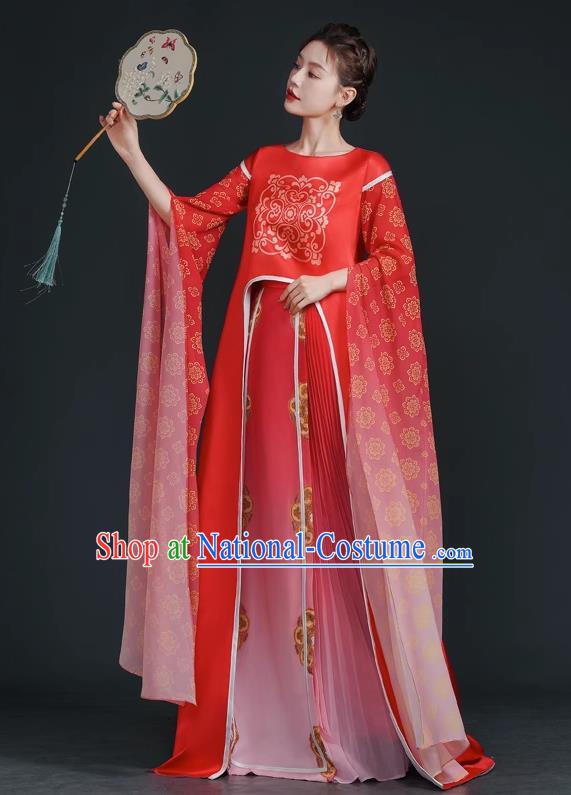 Top Chinese Style Evening Dress Model Stage Catwalk Performance Costume National Music Performance Art Test Dress