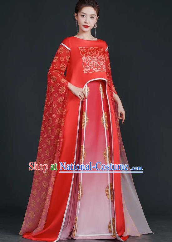 Top Chinese Style Evening Dress Model Stage Catwalk Performance Costume National Music Performance Art Test Dress