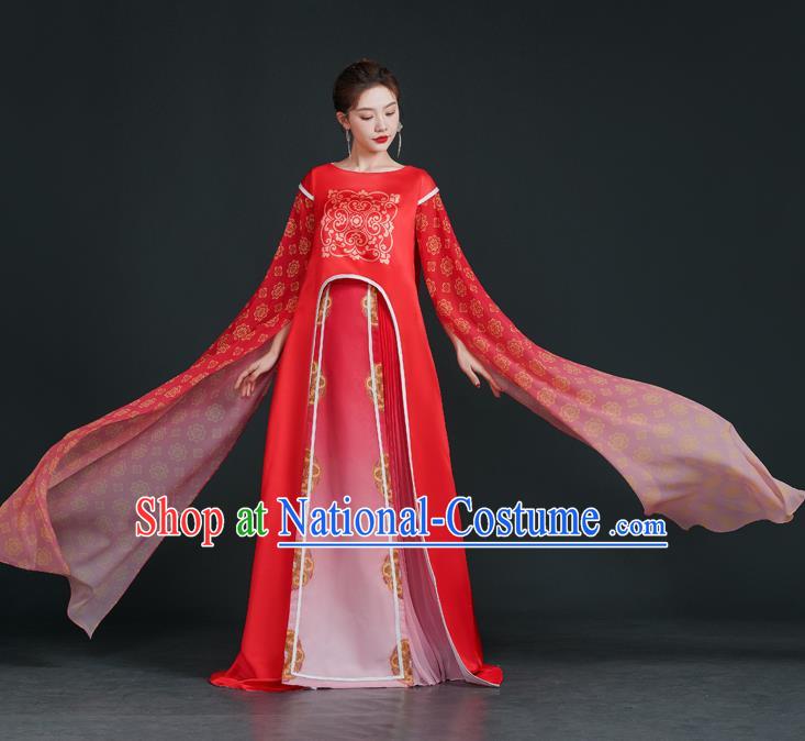 Top Chinese Style Evening Dress Model Stage Catwalk Performance Costume National Music Performance Art Test Dress