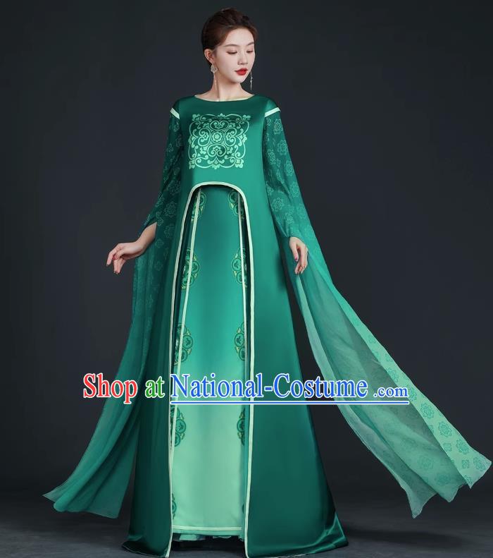 Top Chinese Style Stage Catwalk Costumes Long Tube Top National Costume Guzheng Performance Art Test Dress Atmosphere