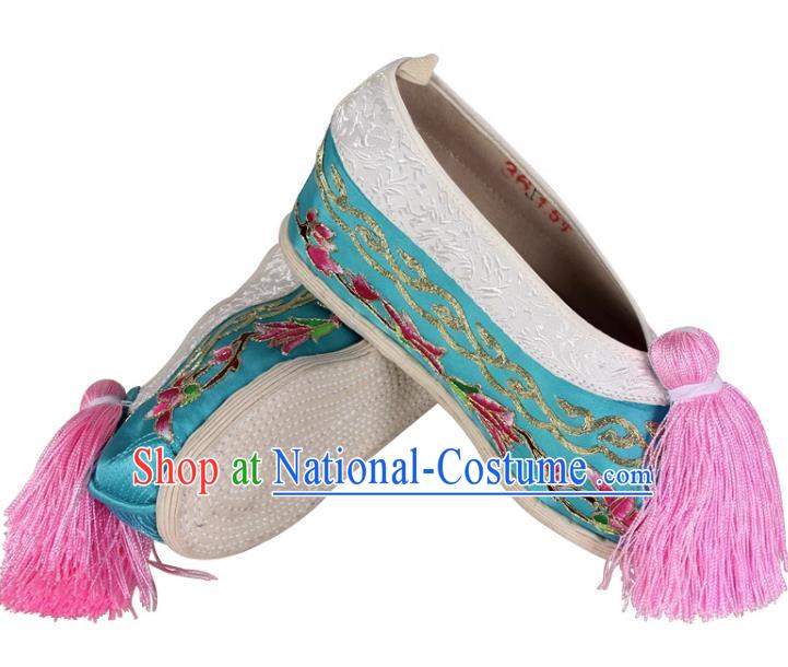 Thousand Layer Bottom Inner Heightened Magnolia Flower Opera Embroidered Shoes Huadan Tsing Yi Colored Shoes Chinese Style Ancient Style Yue Opera Peking Opera