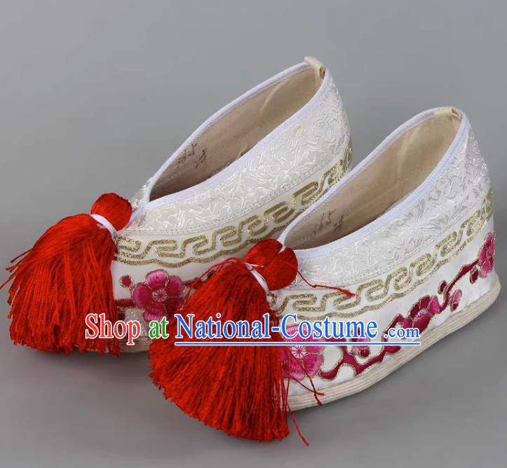 Thousand Layer Bottom Inner Heightened Plum Blossom Embroidered Shoes Huadan Color Shoes Miss Xiaodan Hook Gold Cloth Shoes Female Handmade