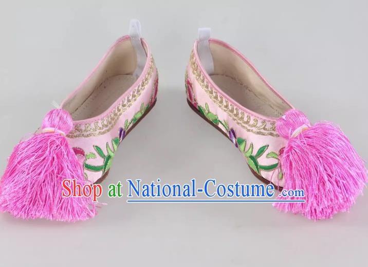 Embroidered Shoes Opera Color Shoes Cowhide Flat Classical Dance Huadan Shoes Stage Performance Women Shoes