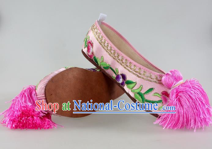 Embroidered Shoes Opera Color Shoes Cowhide Flat Classical Dance Huadan Shoes Stage Performance Women Shoes