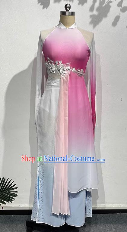 China Classical Yangko Fan Dance Peach Blossom Laugh Performance Costume Art Examination Practice Costume Play Fox Dance Student Performance Costume