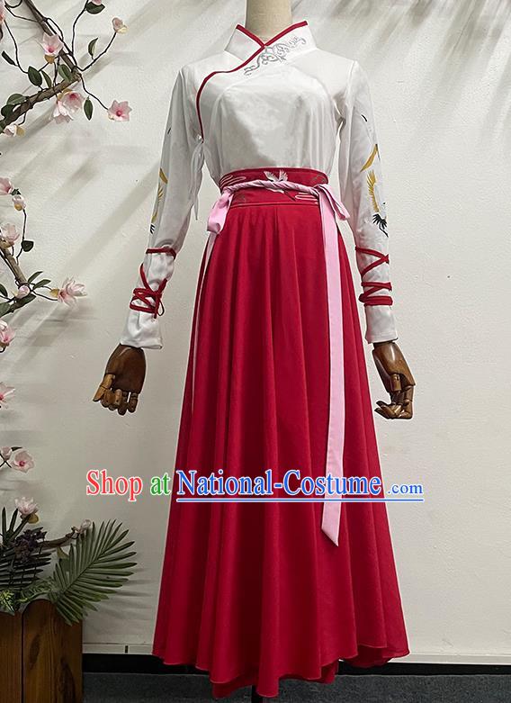 China Classical Dance Book Simple Simple Solid Color Elegant Long Skirt Practice Ancient Style Dance Costume