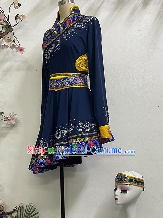 China Mongolian Dance Oblique Elegant National Dance Performance Clothing Solid Color Practice Art Test Skirt Performance Clothing