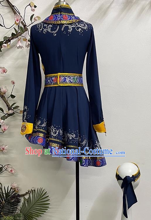 China Mongolian Dance Oblique Elegant National Dance Performance Clothing Solid Color Practice Art Test Skirt Performance Clothing