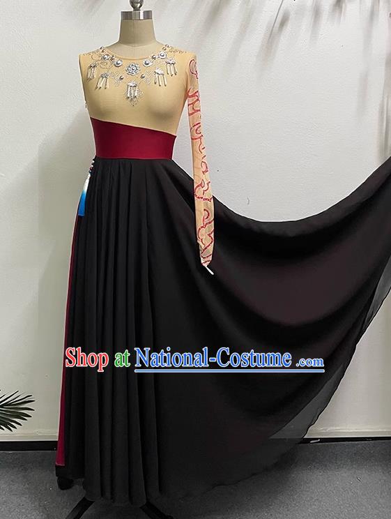 Peacock Dance Big Swing Practice Skirt Practice Clothing Solo Dance Performance Clothing Yikao Xishuangbanna Flower Waist Dai Dance