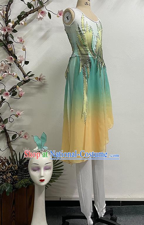 Taoli Cup National Folk Dance Green Dance Women Solo Dance Performance Costume Practice Art Examination Performance Costume