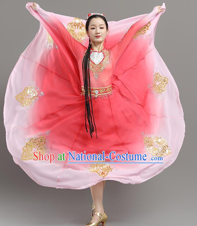 China Xinjiang Dance Opening Dance Skirt Elegant Gradient Color Large Skirt Performance Clothing Self Cultivation Practice Performance Examination Performance Clothing