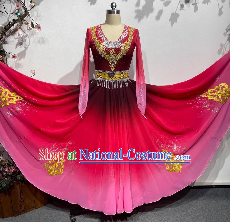 Wu Er Uyghur China Xinjiang Dance Costume National Performance Costume Art Test Practice Elegant Large Skirt